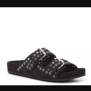 Mia Brooklyn Sandal - Black With Silver Grommets - Size 11